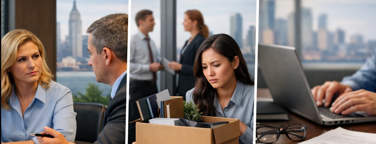 examples of workplace retaliation in new jersey employee speaking with lawyer